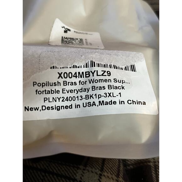 Popilush Black Wireless Comfort Everyday Lounge Bra New with Tags. 3XL - Picture 7 of 12